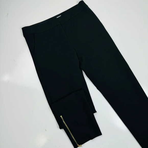 Trina Turk Black Straight Leg Pants Exposed Gold Zipper Size 4‎ - Picture 1 of 11